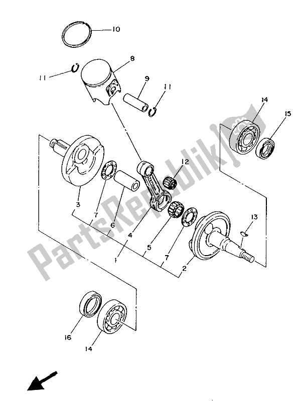 Tutte le parti per il Albero Motore E Pistone del Yamaha YZ 80 1986