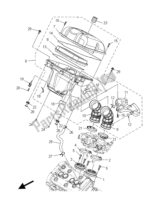 All parts for the Intake of the Yamaha XT 1200 ZE 2015