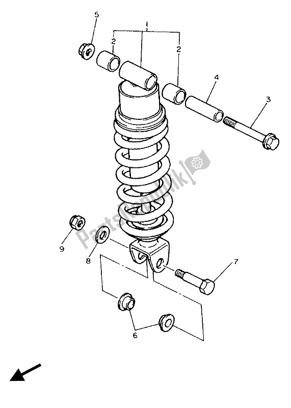 Toutes les pièces pour le Suspension Arrière du Yamaha FZ 750 Genesis 1989