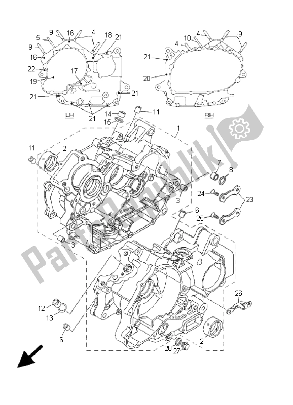 Todas as partes de Bloco Do Motor do Yamaha XVS 650A Dragstar 2001