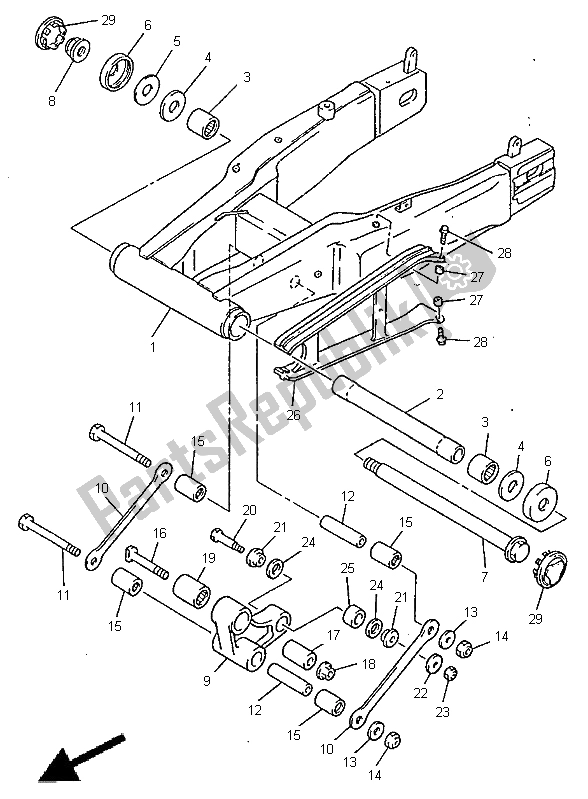 Toutes les pièces pour le Bras Arrière du Yamaha GTS 1000A 1998