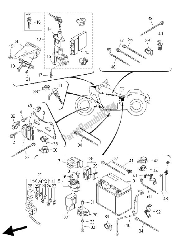 Tutte le parti per il Elettrico 2 del Yamaha XVS 950A 2011