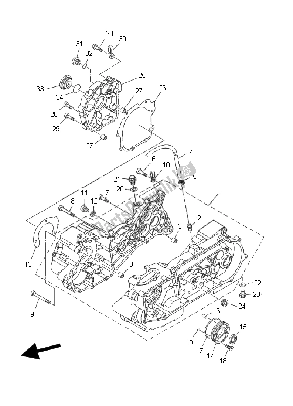 All parts for the Crankcase of the Yamaha YFM 125 Grizzly 2006