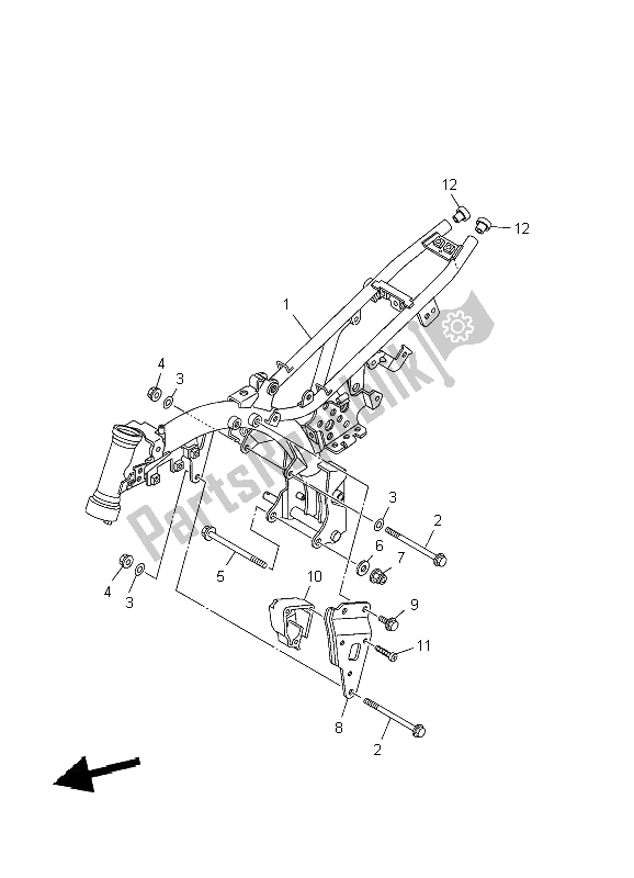 All parts for the Frame of the Yamaha TT R 50E 2009