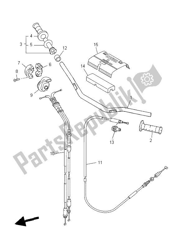 All parts for the Steering Handle & Cable of the Yamaha YZ 450F 2009