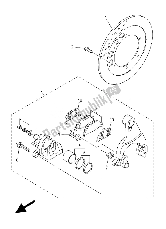 All parts for the Rear Brake Caliper of the Yamaha FJR 1300 AE 2014