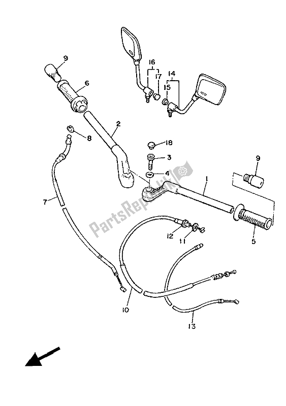 All parts for the Steering Handle & Cable of the Yamaha XJ 600 1986