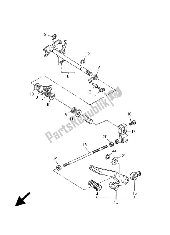 All parts for the Shift Shaft of the Yamaha XV 535 Virago 25 KW 2001