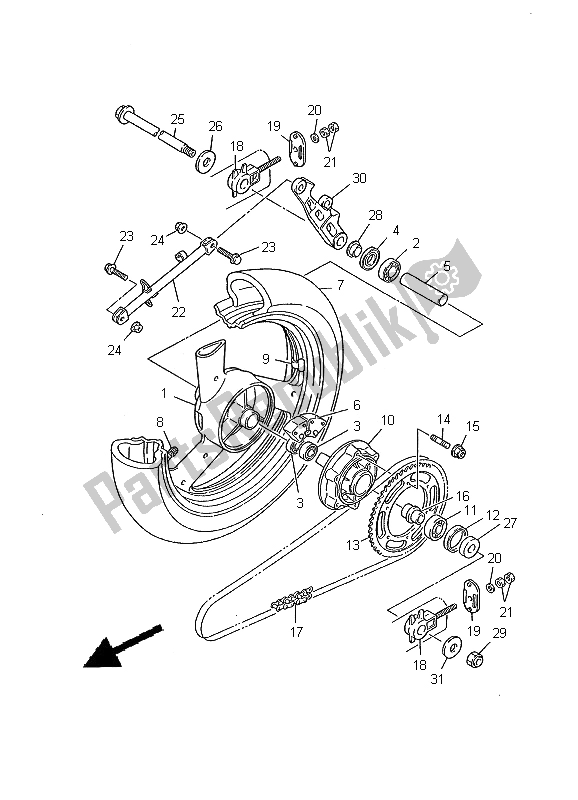 Toutes les pièces pour le Roue Arrière du Yamaha XJ 600S Diversion 2000