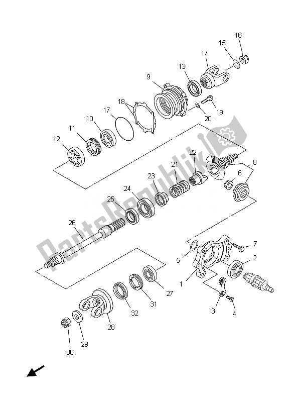 Toutes les pièces pour le Engrenage D'entraînement Moyen du Yamaha YFM 450 FGD IRS Grizzly 4X4 2013