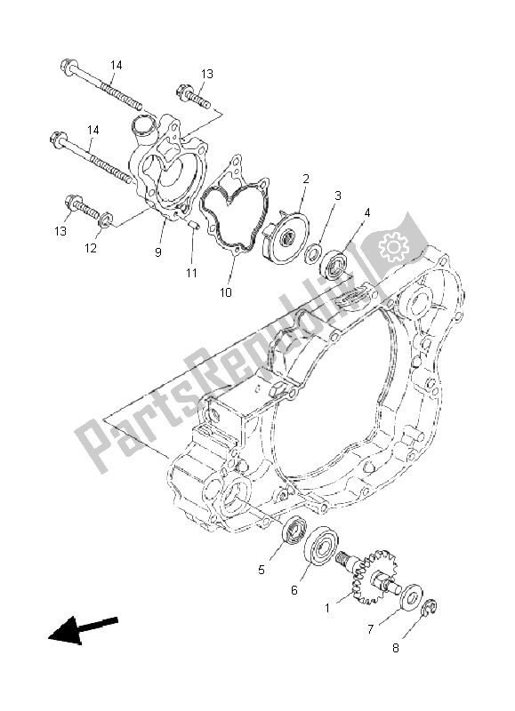 Alle onderdelen voor de Waterpomp van de Yamaha YZ 250 2011