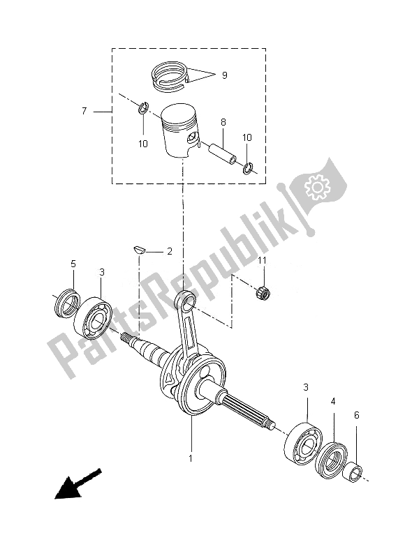 Tutte le parti per il Albero Motore E Pistone del Yamaha CW 50L 2013