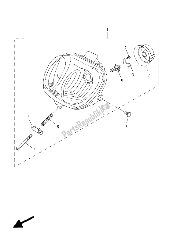 All parts for the Headlight of the Yamaha YN 50 FMU 2014