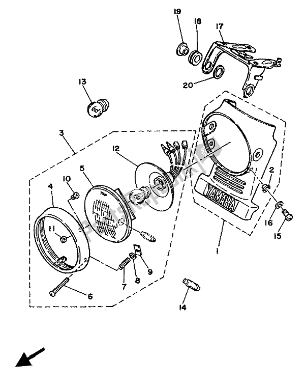 Alle onderdelen voor de Koplamp van de Yamaha SR 125 1992