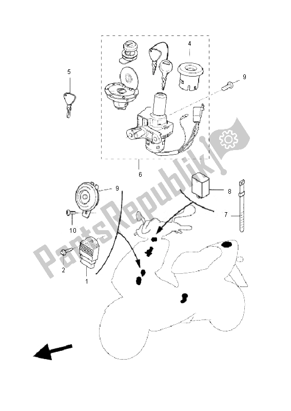 All parts for the Electrical 1 of the Yamaha YQ 50 Aerox 2010