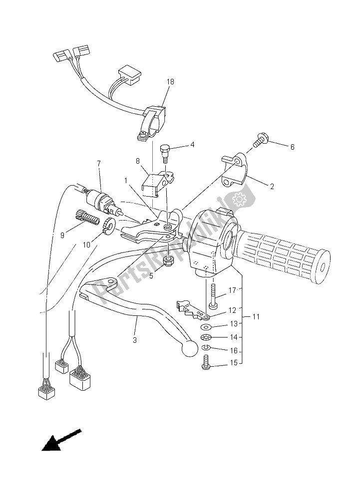 Toutes les pièces pour le Interrupteur Et Levier De Poignée du Yamaha YFM 350 FWA Grizzly 4X4 2015