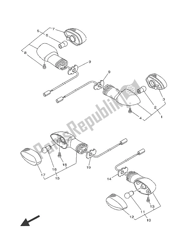 All parts for the Flasher Light of the Yamaha MT 09 Tracer ABS 900 2016