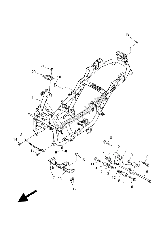 All parts for the Frame of the Yamaha YP 250R 2014