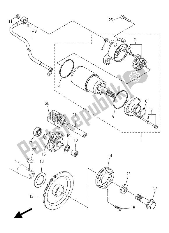 All parts for the Starter of the Yamaha XVS 1300 CU 2015