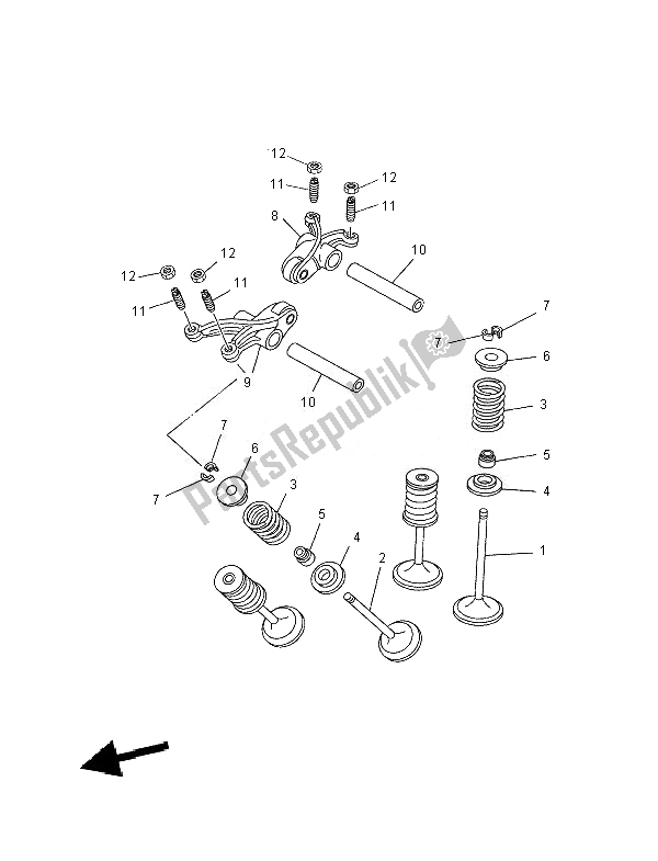 All parts for the Valve of the Yamaha XT 660R 2007