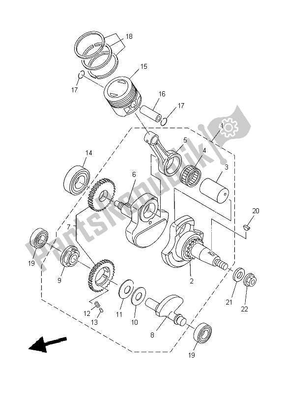 All parts for the Crankshaft & Piston of the Yamaha YBR 125 ED 2007