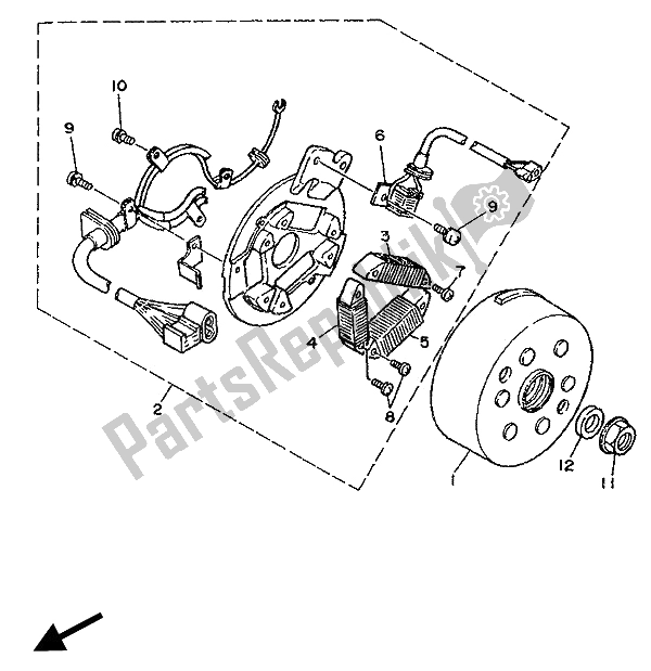 All parts for the Generator of the Yamaha DT 125R 1990