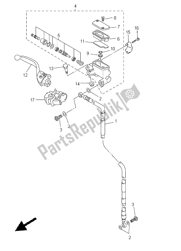 Tutte le parti per il Pompa Freno Anteriore del Yamaha YZ 250 FX 2015