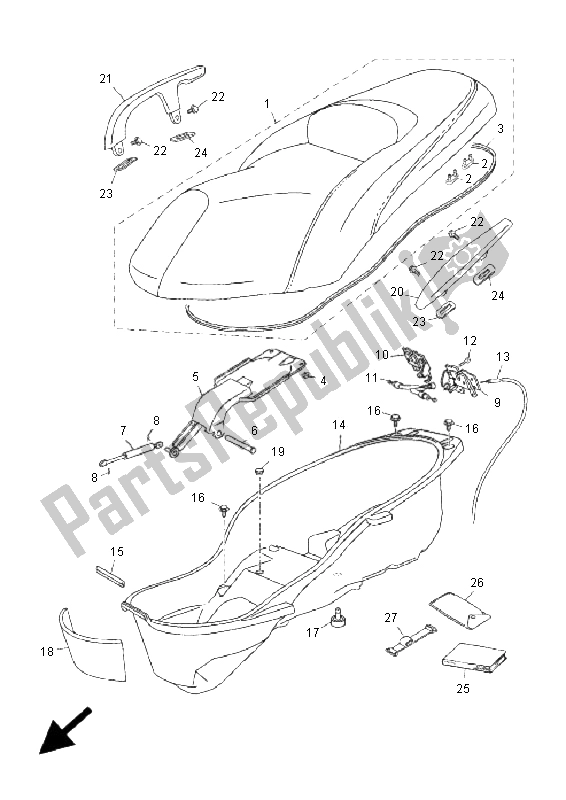 All parts for the Seat of the Yamaha YP 250R X MAX 250 2005