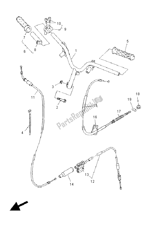 All parts for the Steering Handle & Cable of the Yamaha YN 50R Neos 2008