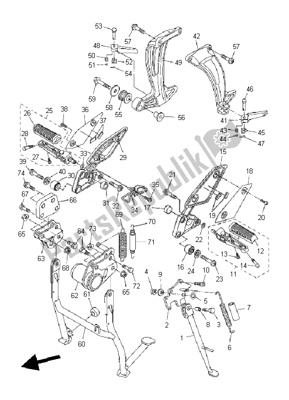 Toutes les pièces pour le Support Et Repose-pieds du Yamaha FZ1 S Fazer 1000 2010