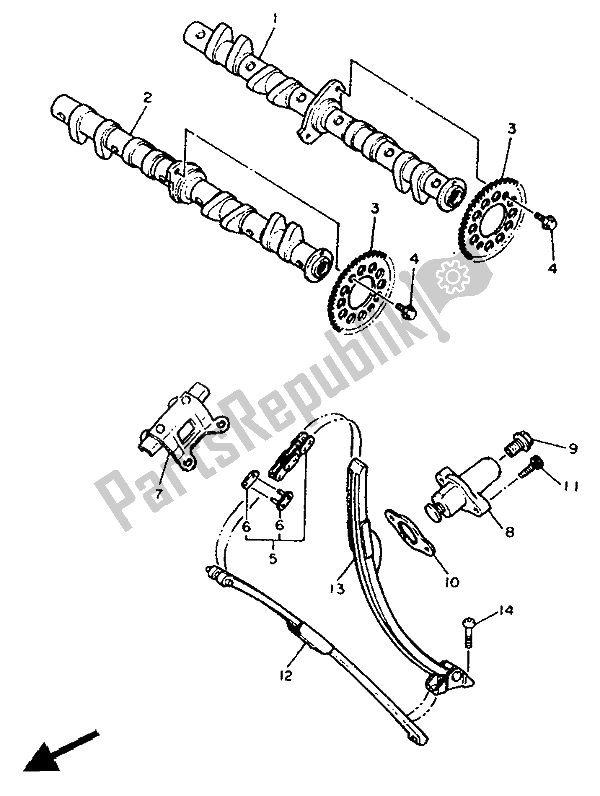 Toutes les pièces pour le Arbre à Cames Et Chaîne du Yamaha FZR 600 Genesis 1991