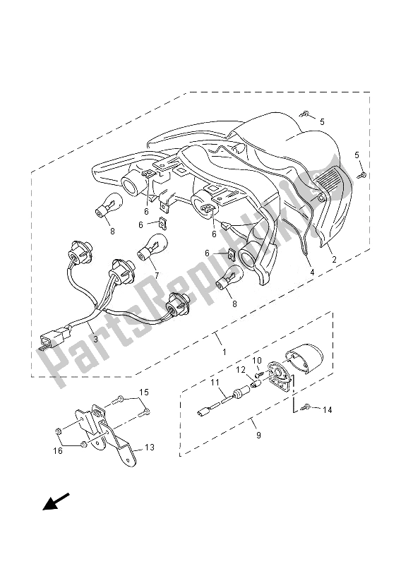 All parts for the Taillight of the Yamaha YN 50 FU 2013