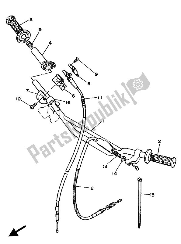 Toutes les pièces pour le Poignée Et Câble De Direction du Yamaha YZ 125 1989