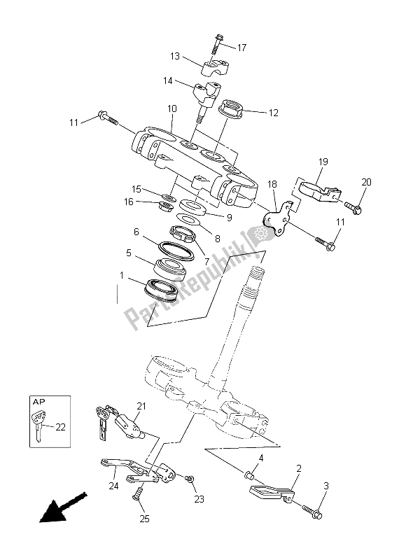 All parts for the Steering of the Yamaha WR 450F 2015