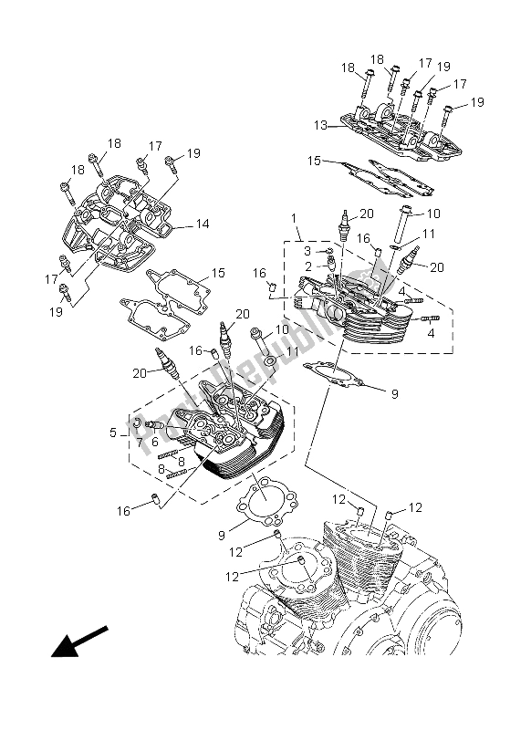 Tutte le parti per il Testata del Yamaha XV 1900A 2012