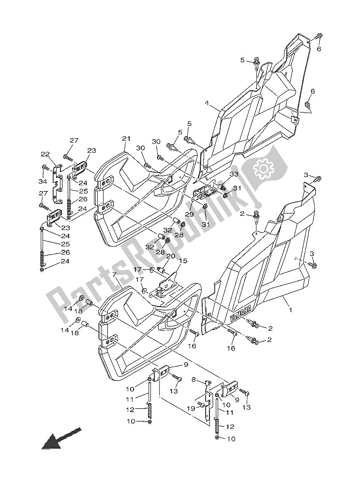 All parts for the Side Cover of the Yamaha YXE 700E 2016