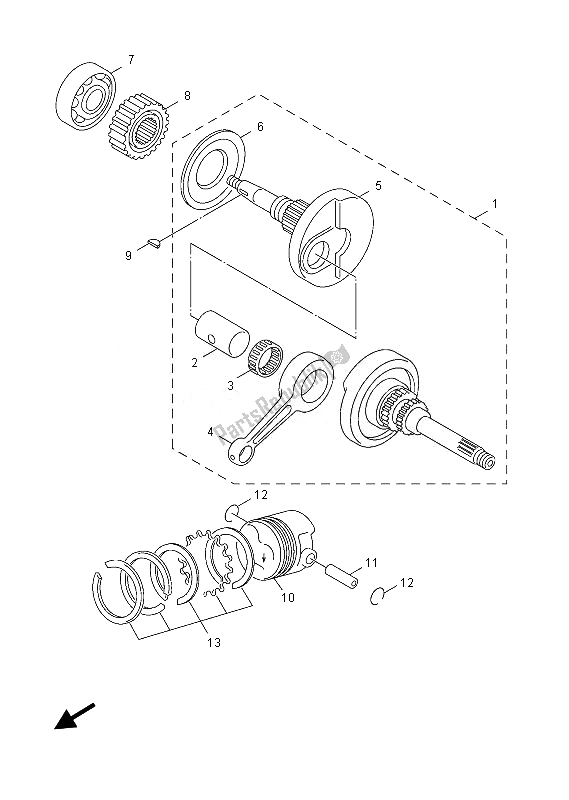 All parts for the Crankshaft & Piston of the Yamaha YN 50 FU 2013