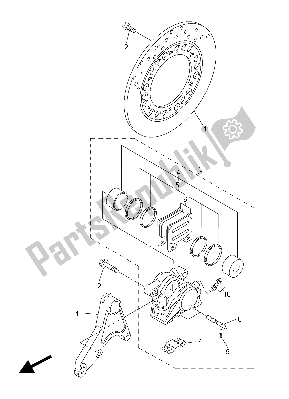 All parts for the Rear Brake Caliper of the Yamaha XJR 1300C 2015