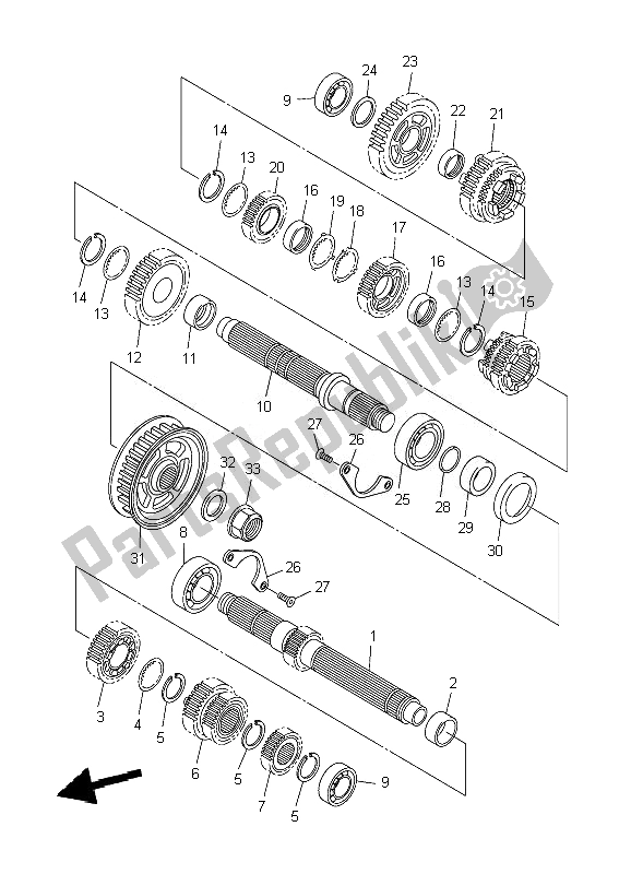 Todas as partes de Transmissão do Yamaha XVS 1300A 2007