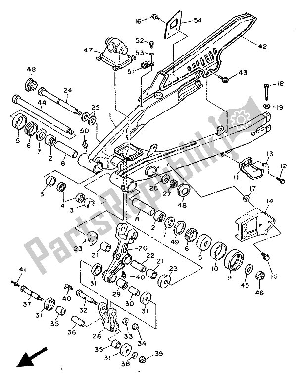 All parts for the Rear Arm of the Yamaha XT 600E 1992