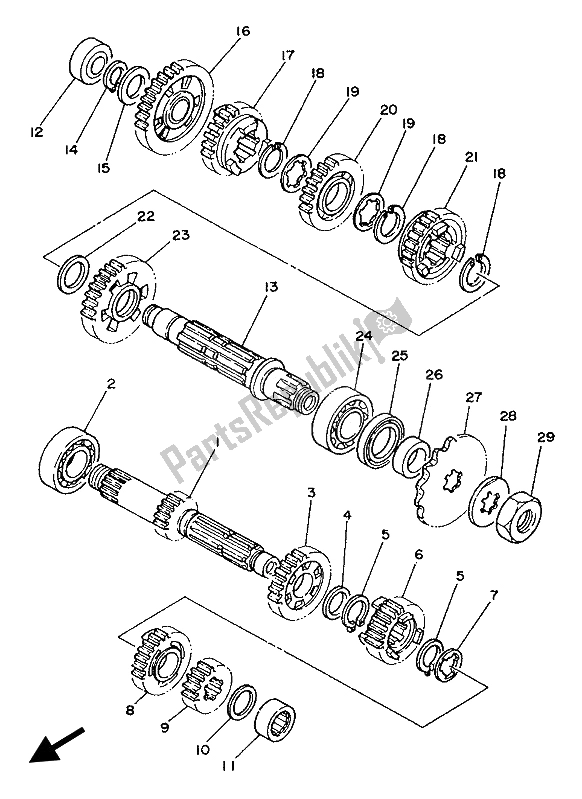 Todas las partes para Transmisión de Yamaha YZ 250 1989