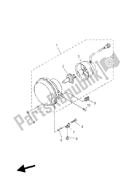 All parts for the Headlight of the Yamaha YFM 700F Grizzly EPS 2011