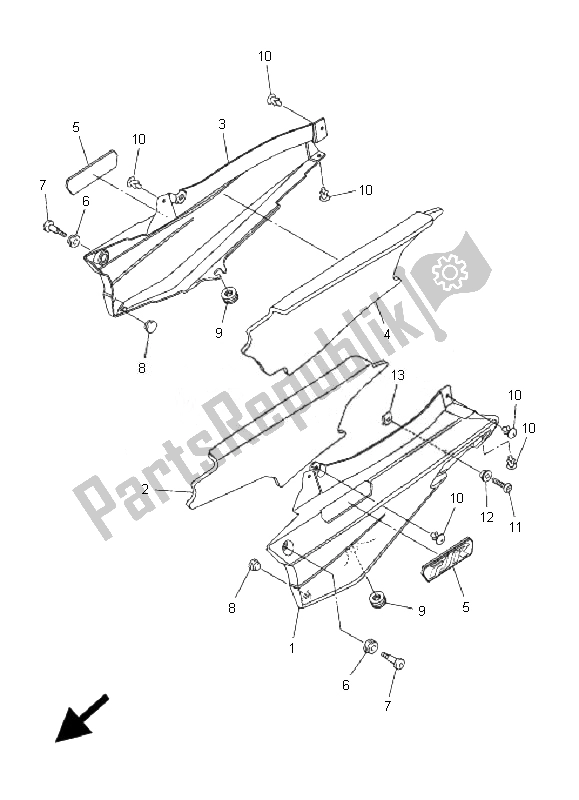 Todas las partes para Cubierta Lateral de Yamaha FJR 1300A 2010