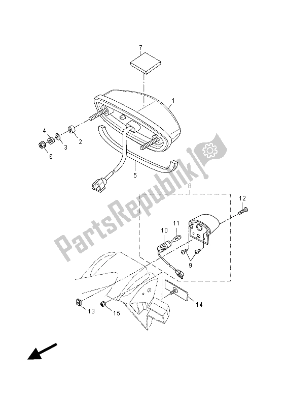 All parts for the Taillight of the Yamaha YZF R 125A 2015