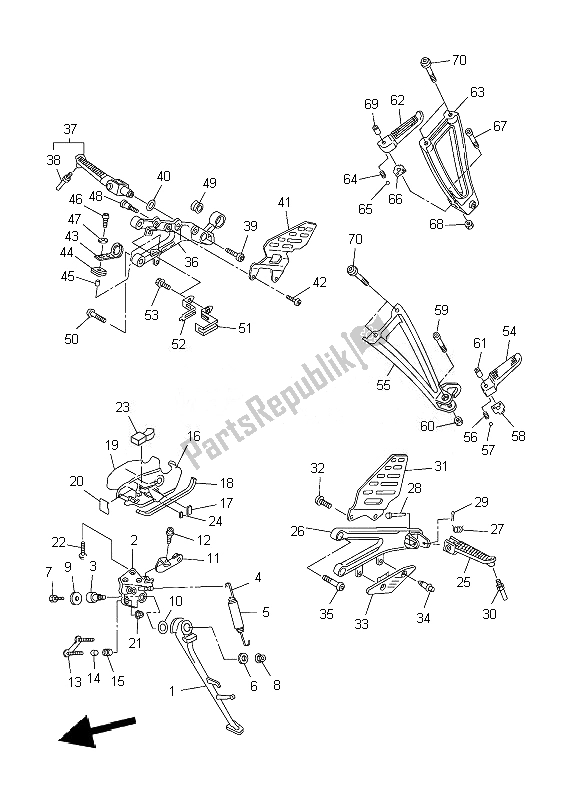 Todas as partes de Suporte E Apoio Para Os Pés do Yamaha YZF R6 600 2007