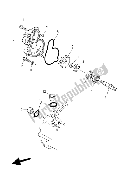 All parts for the Water Pump of the Yamaha WR 426 400F 2002