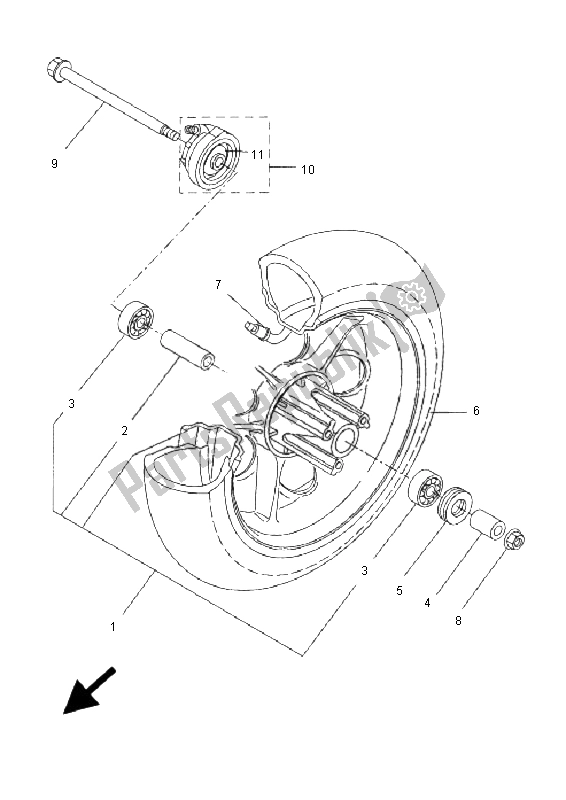 All parts for the Front Wheel of the Yamaha CW 50 RS BWS 2009