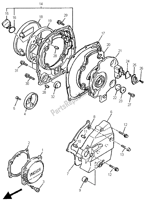 All parts for the Crankcase Cover 1 of the Yamaha XJR 1200 SP 1998