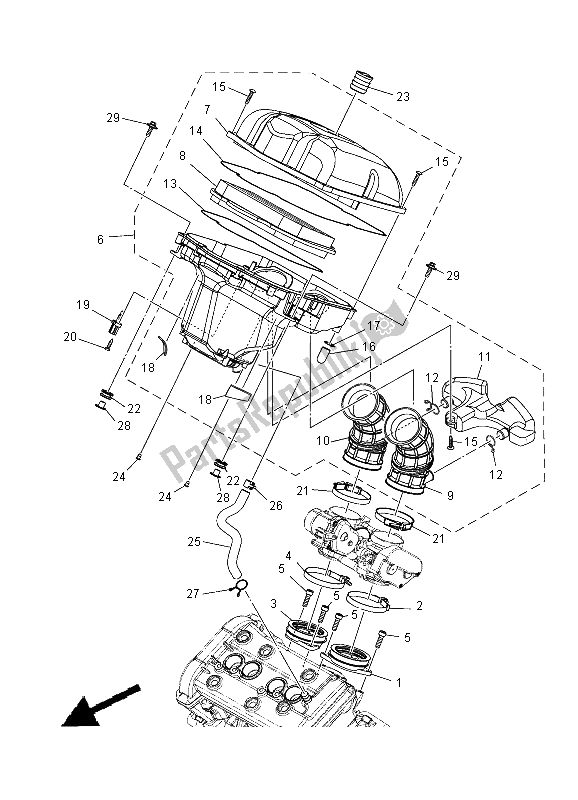 All parts for the Intake of the Yamaha XT 1200Z Tenere 2012