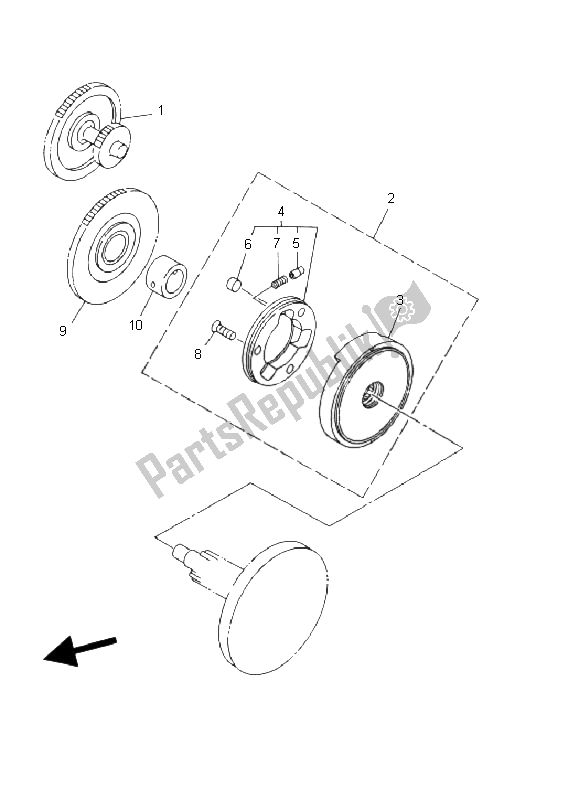 All parts for the Starter Clutch of the Yamaha YFM 80 Badger 2002